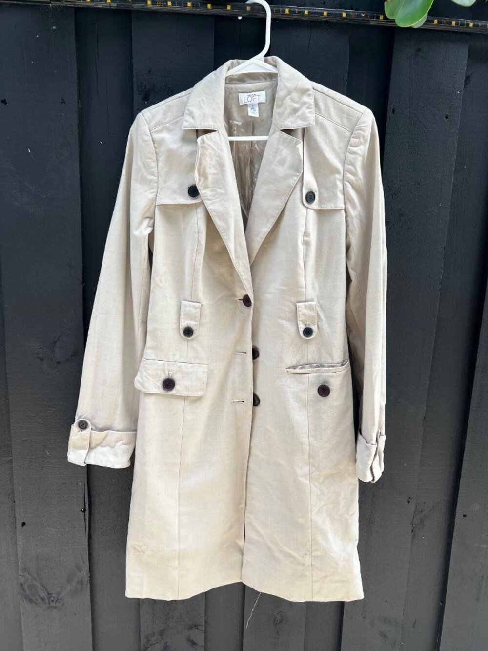 LOFT Women’s Trench Coat – Classic Long Belted Jacket Beige Neutral size 6